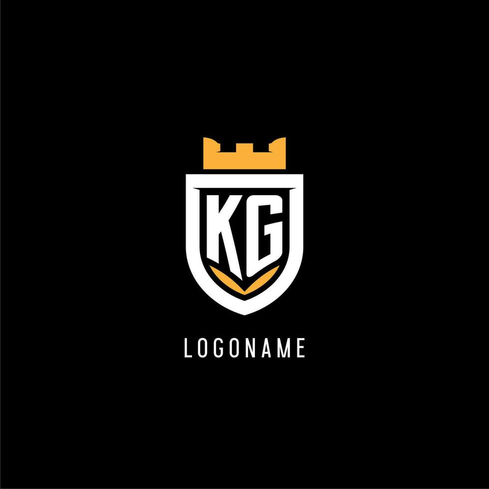iniziale kg logo con scudo, esport gioco logo monogramma stile vettore
