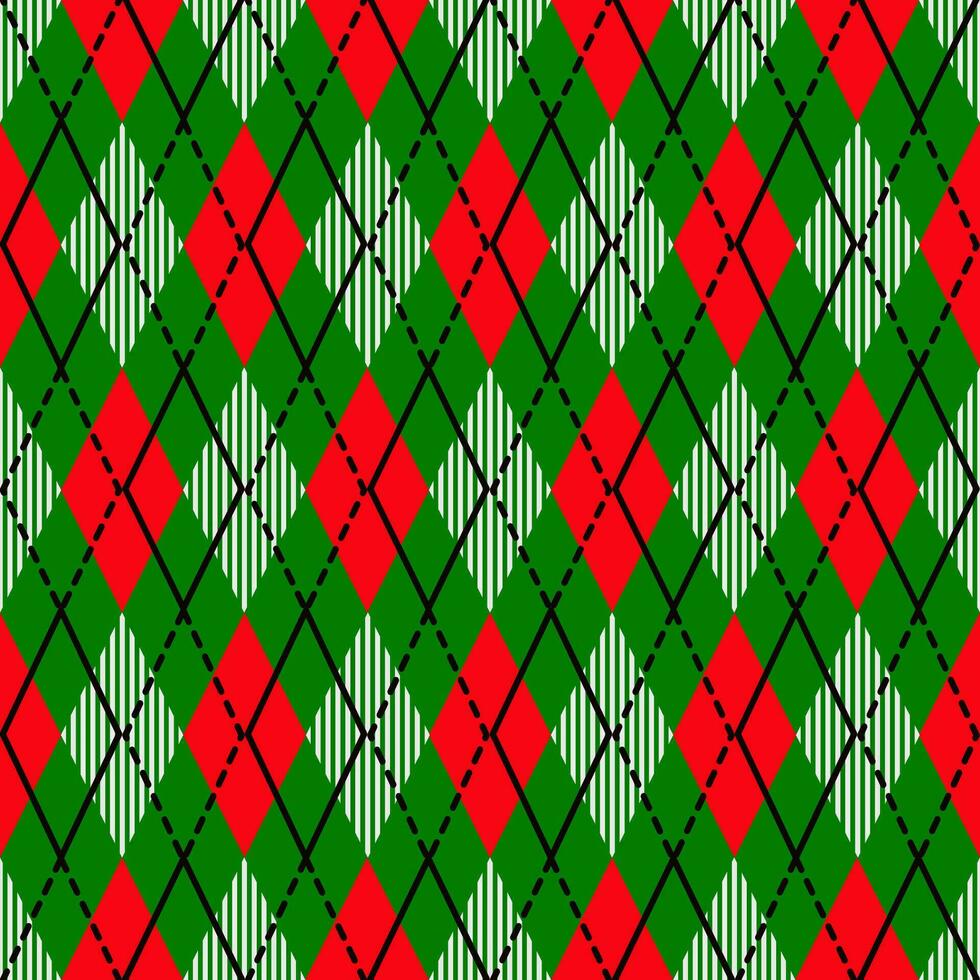 brutto maglione allegro Natale contento nuovo anno illustrazione a maglia sfondo senza soluzione di continuità modello popolare stile scandinavo ornamenti. sfondo involucro carta tessile Stampa. bianca, rosso, verde colori. vettore