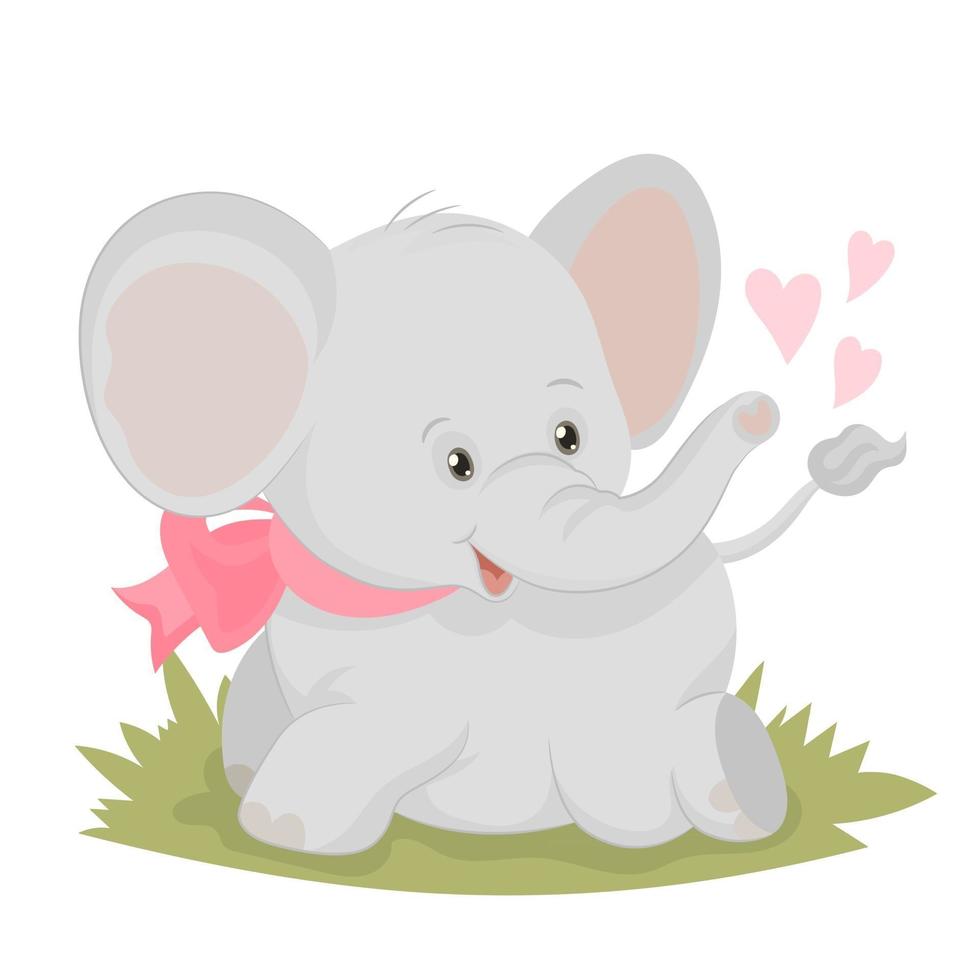 simpatico elefante con cuori per san valentino vettore