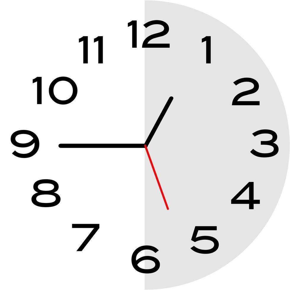 icona dell'orologio analogico da un quarto all'1 vettore