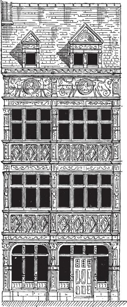 Casa nel rouen nel superiore Normandia, Francia, Vintage ▾ incisione vettore