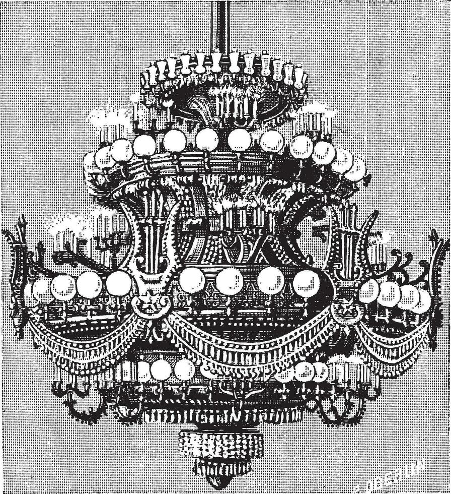 lampadario di il musica lirica di Parigi, Vintage ▾ incisione. vettore