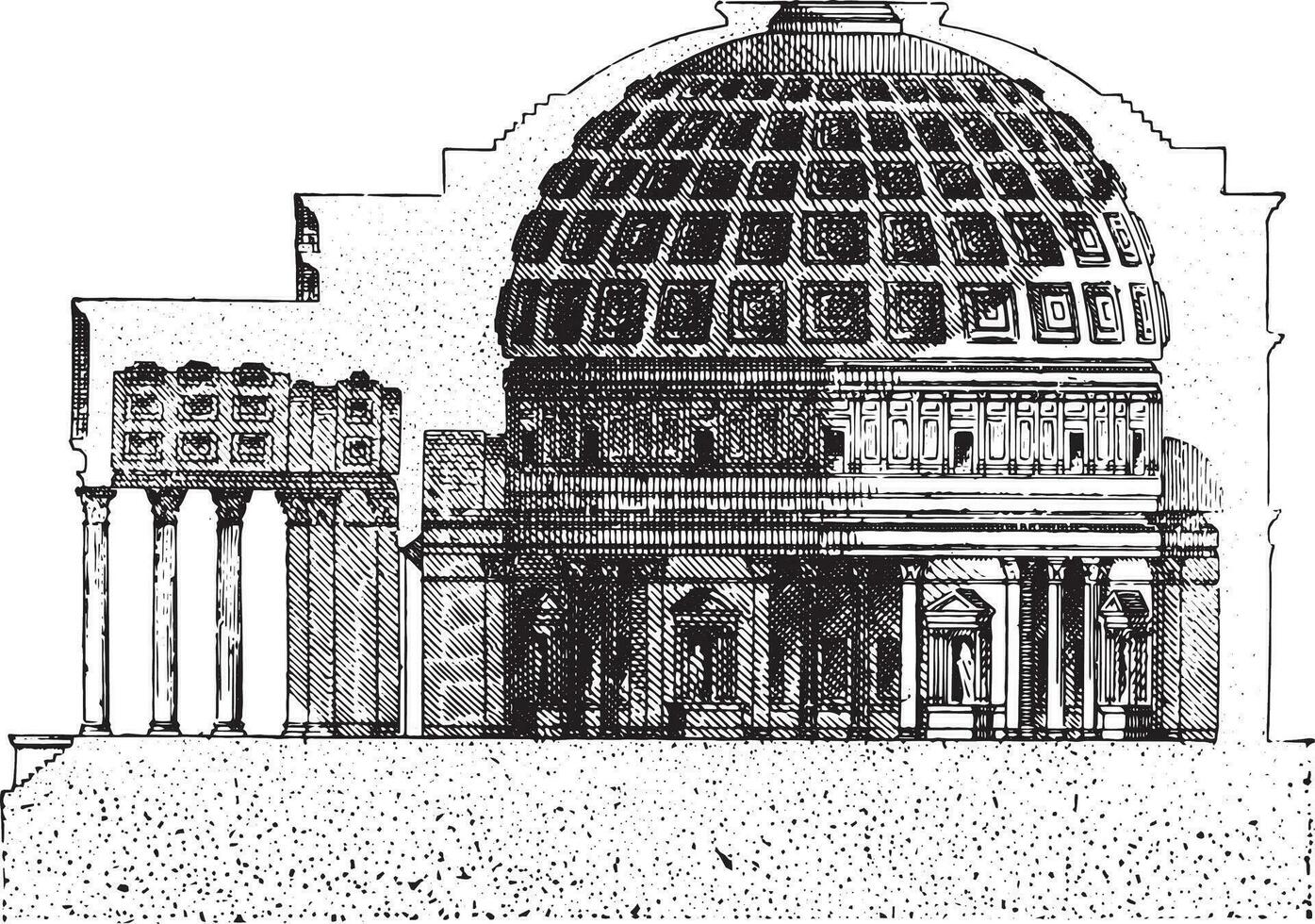 pantheon, Vintage ▾ incisione. vettore