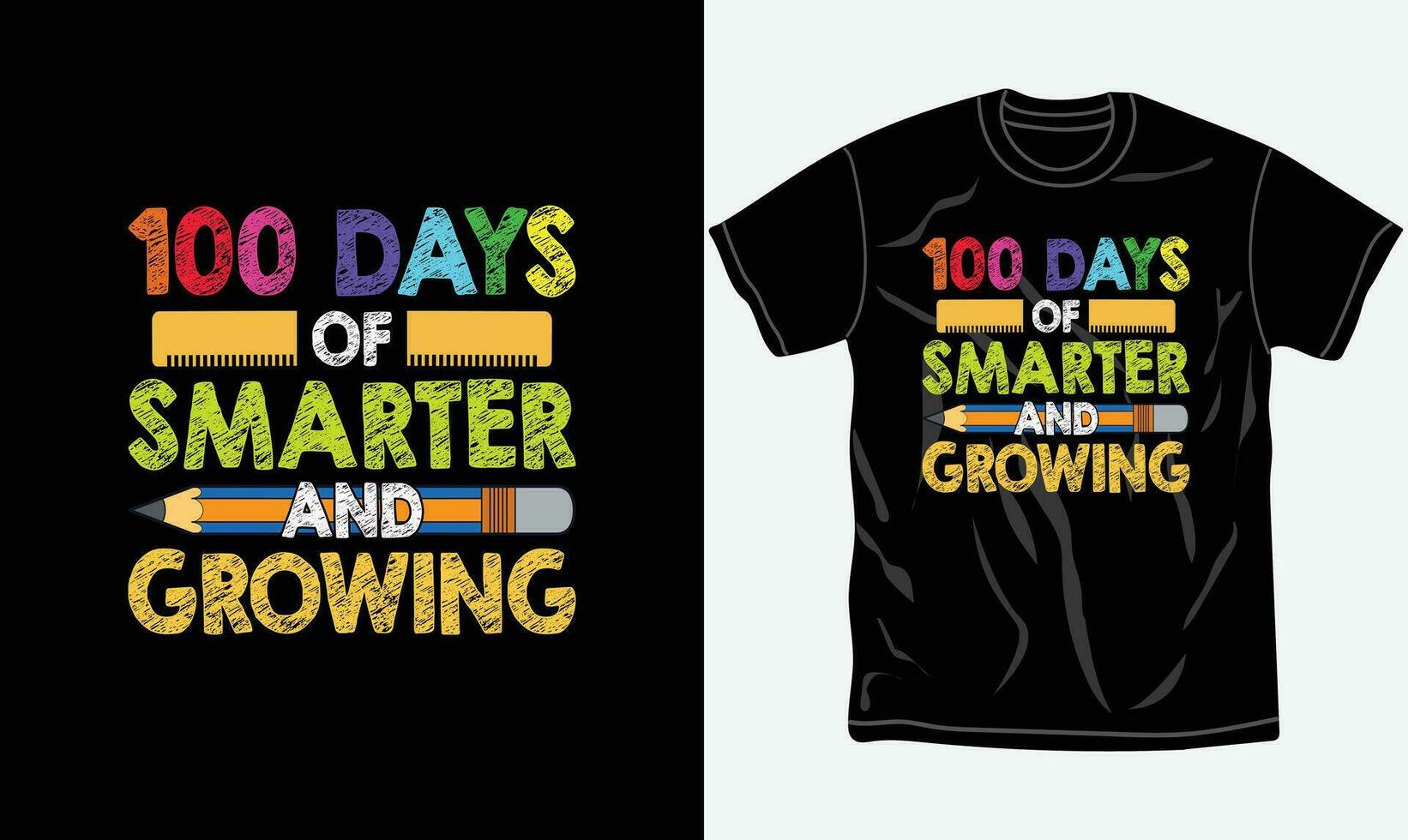 100 giorni di più intelligente e in crescita, 100 giorni di scuola maglietta disegno, tipografia, slogan. vettore