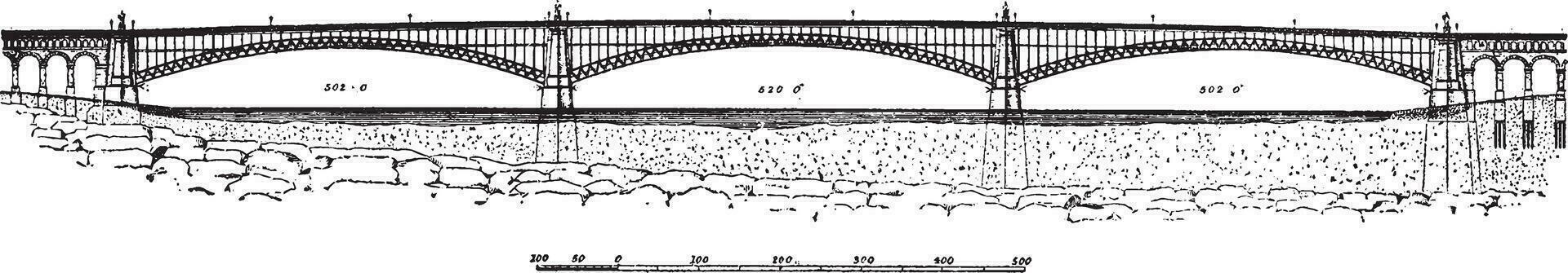 Illinois ponte, Vintage ▾ illustrazione. vettore