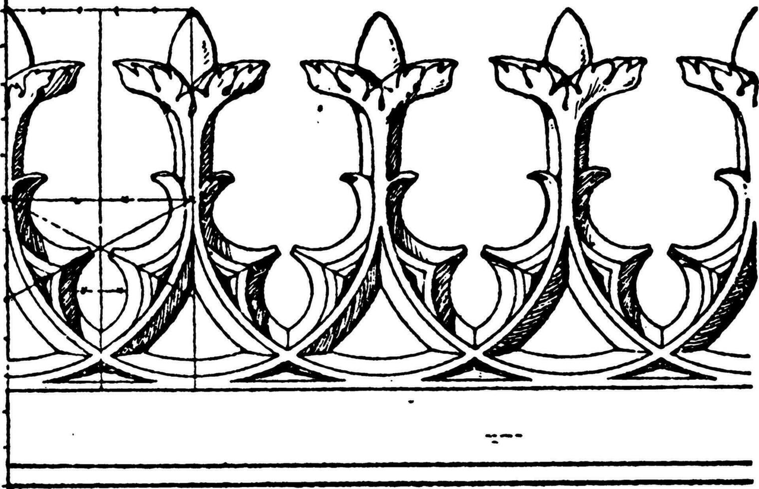 moderno Gotico cresta confine è fatto su di ghisa, Vintage ▾ incisione. vettore