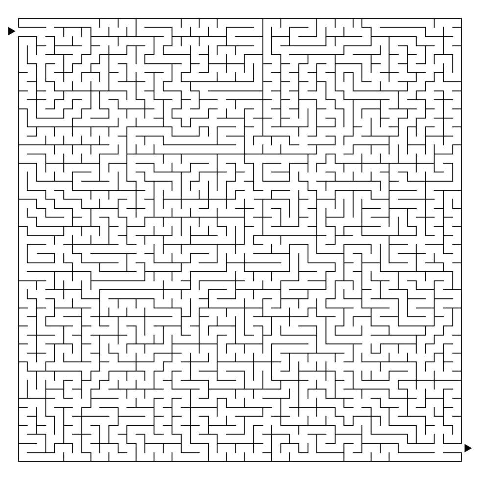 labirinto quadrato complesso astratto con ingresso e uscita. un gioco interessante per bambini e adulti. un misterioso enigma. illustrazione vettoriale isolato su sfondo bianco.