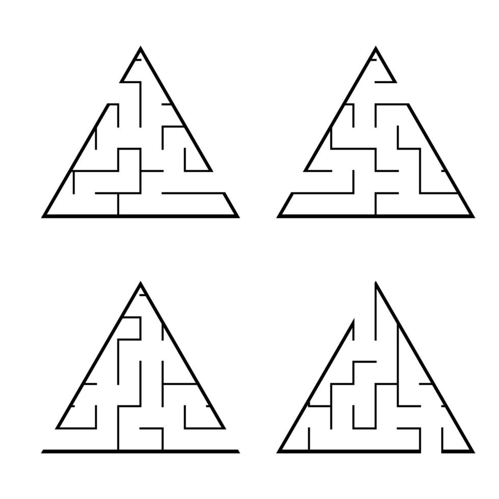 una serie di labirinti. gioco per bambini. puzzle per bambini. enigma del labirinto. illustrazione vettoriale. vettore