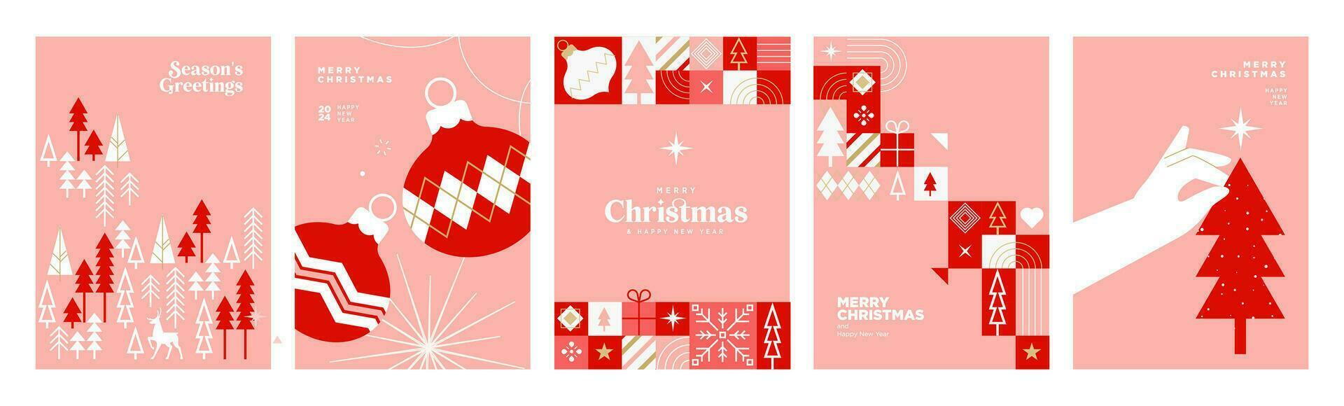 allegro Natale e contento nuovo anno saluto carte. vettore illustrazione concetti per sfondo, saluto carta, festa invito carta, sito web striscione, sociale media striscione, marketing Materiale.