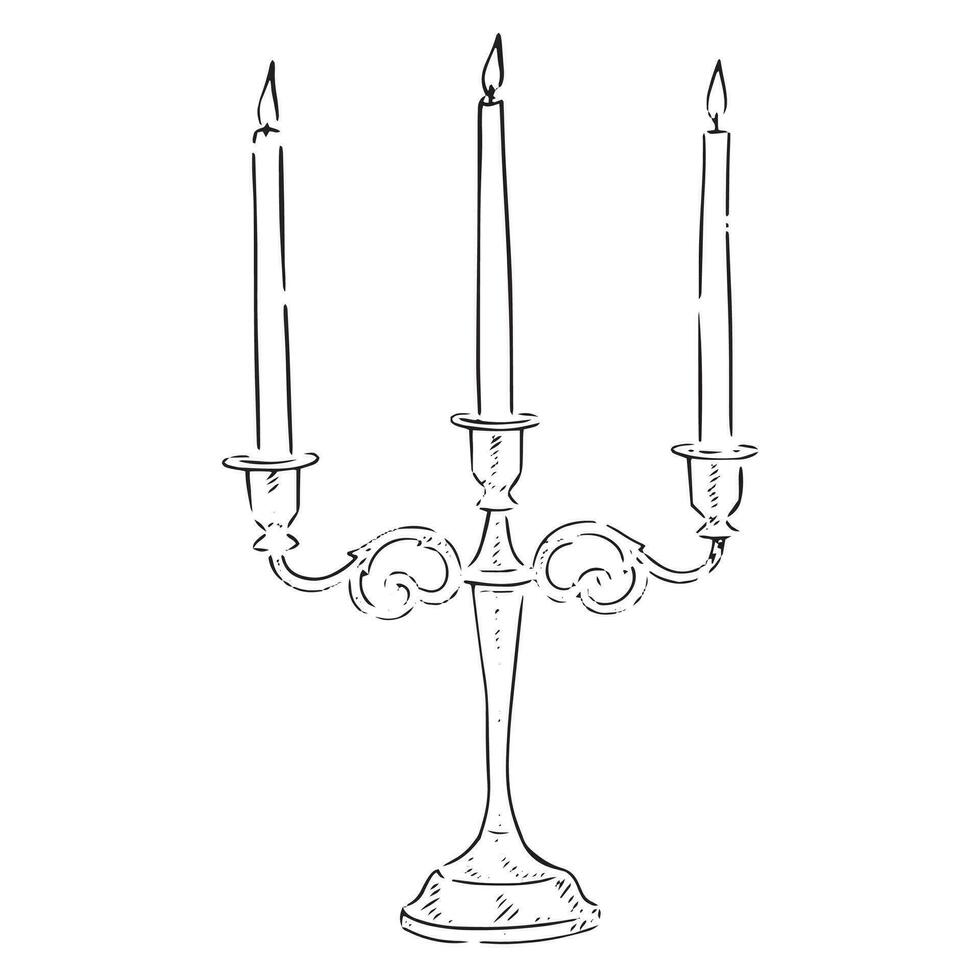 un' linea disegnato candelabri nel un' abbozzato stile. creato utilizzando procreare e Mela matita. vettore