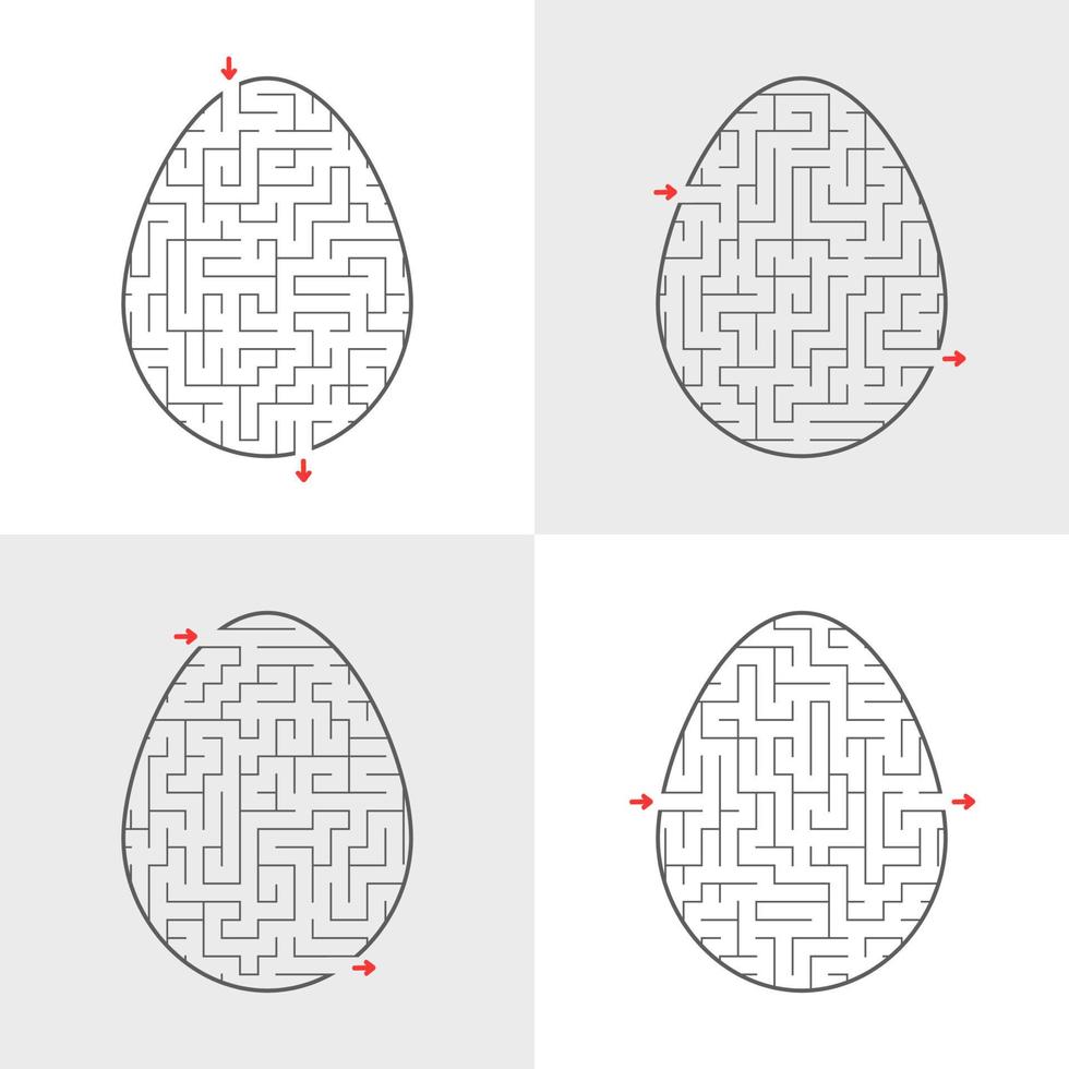 una serie di labirinti. gioco per bambini. puzzle per bambini. enigma del labirinto. illustrazione vettoriale piatto.