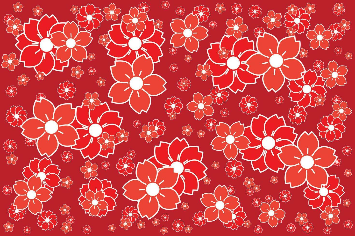 illustrazione, astratto di ciliegia fiorire fiore su rosso sfondo. vettore