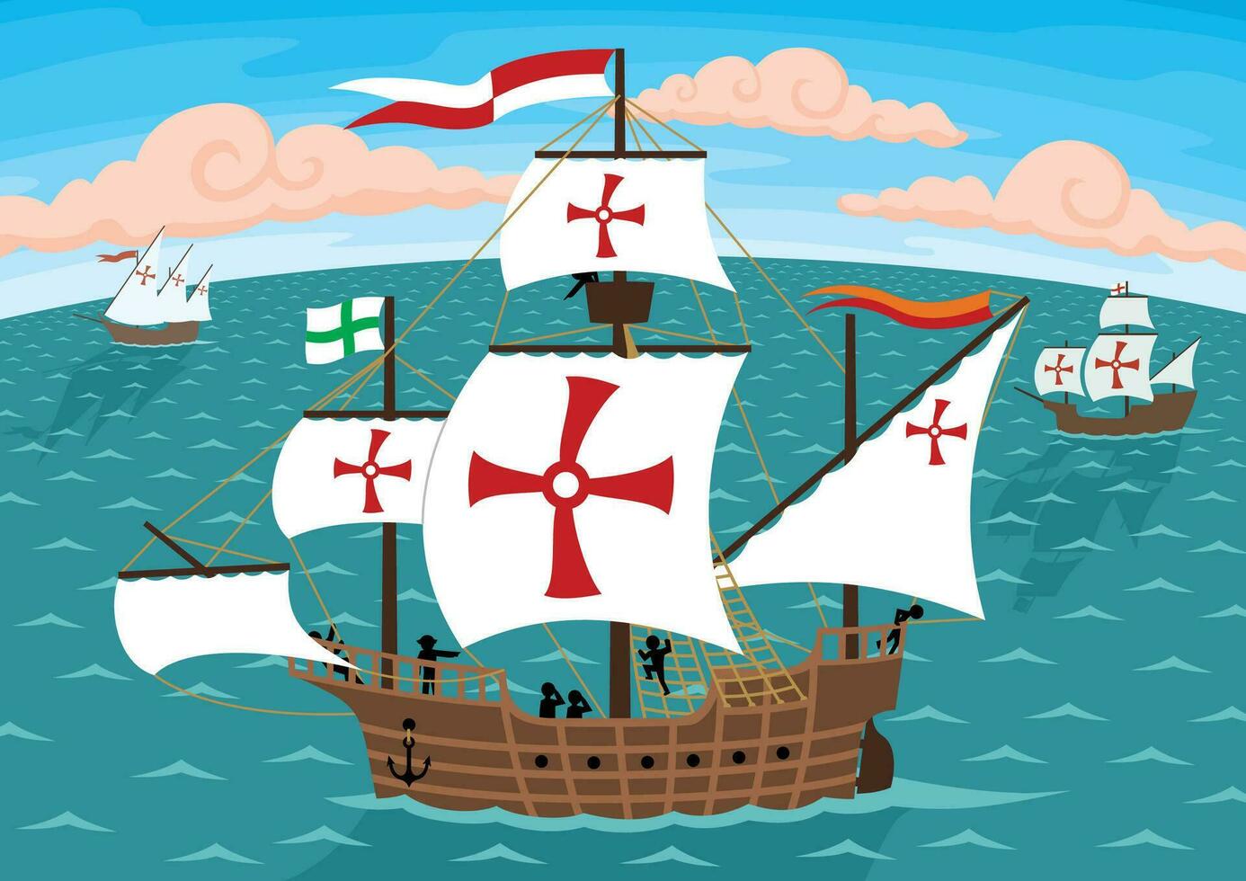 columbus navi cartone animato vettore