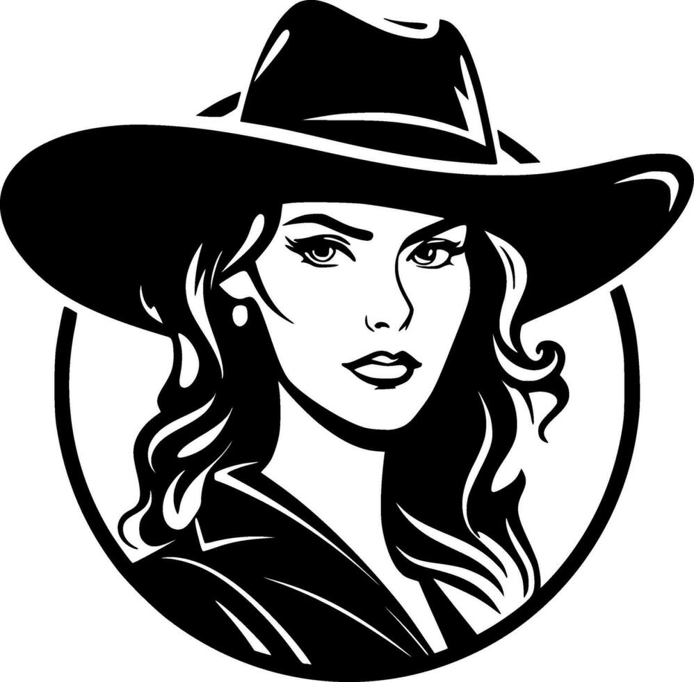 cowgirl - minimalista e piatto logo - vettore illustrazione