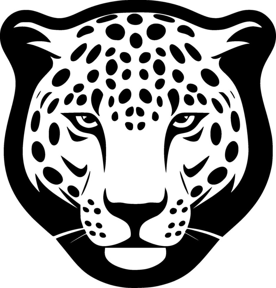 leopardo - nero e bianca isolato icona - vettore illustrazione