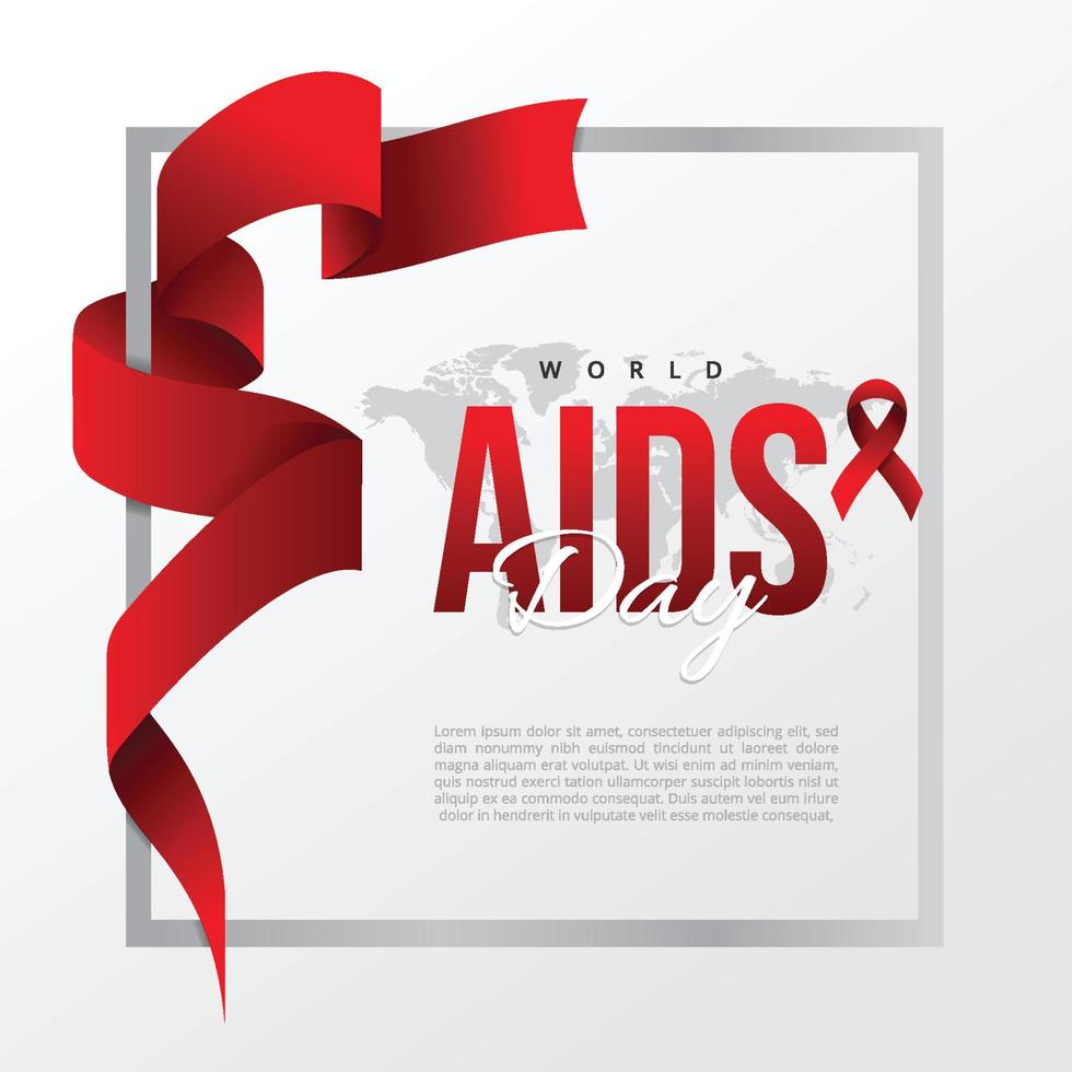 poster della giornata mondiale contro l'aids con nastro rosso vettore