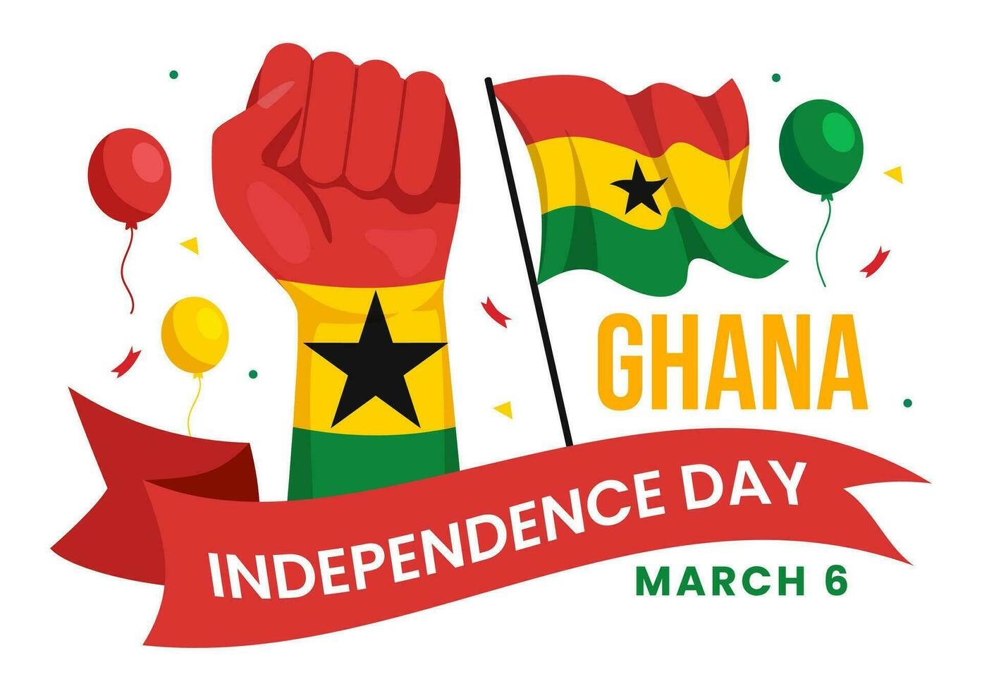 Ghana indipendenza giorno celebrazione vettore illustrazione su marzo 6 ° con agitando bandiera nel nazionale vacanza piatto cartone animato sfondo design