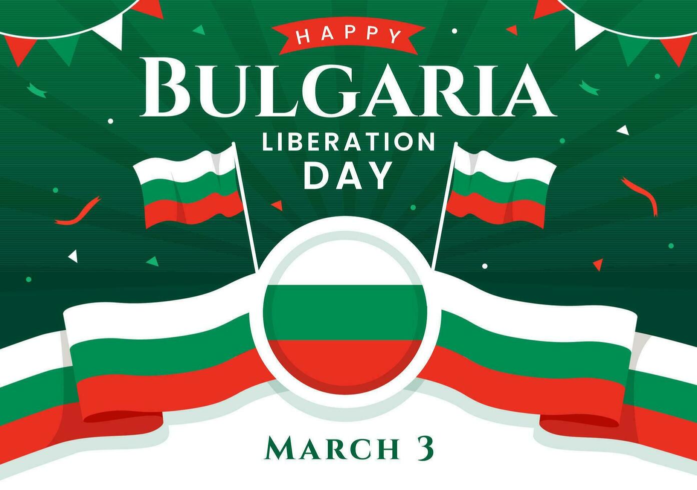 contento Bulgaria liberazione giorno vettore illustrazione su marzo 3 con bulgaro bandiera e nastro nel nazionale vacanza piatto cartone animato sfondo design