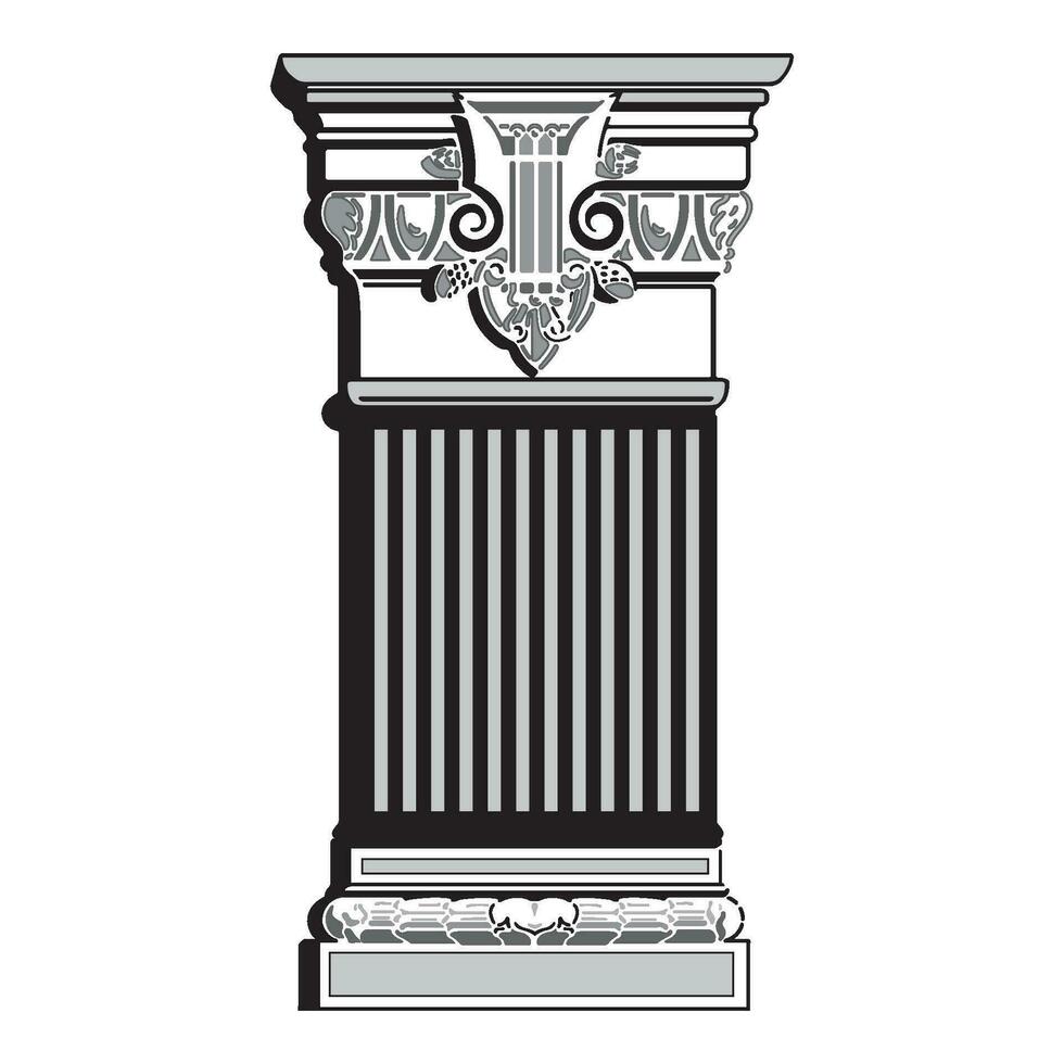 antico bianca colonna realistico composizione con isolato davanti Visualizza di architettonico pezzo vettore