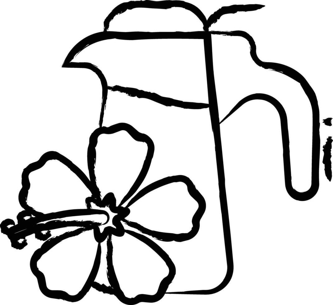 ibisco tè pentola mano disegnato vettore illustrazione