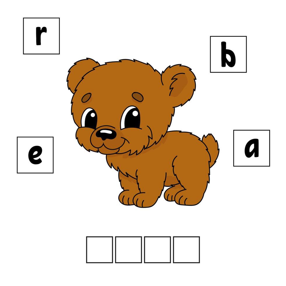 puzzle di parole. foglio di lavoro per lo sviluppo dell'istruzione. gioco per bambini. pagina delle attività. puzzle per bambini. indovinello per la scuola materna. semplice illustrazione vettoriale piatto isolato in stile cartone animato carino.