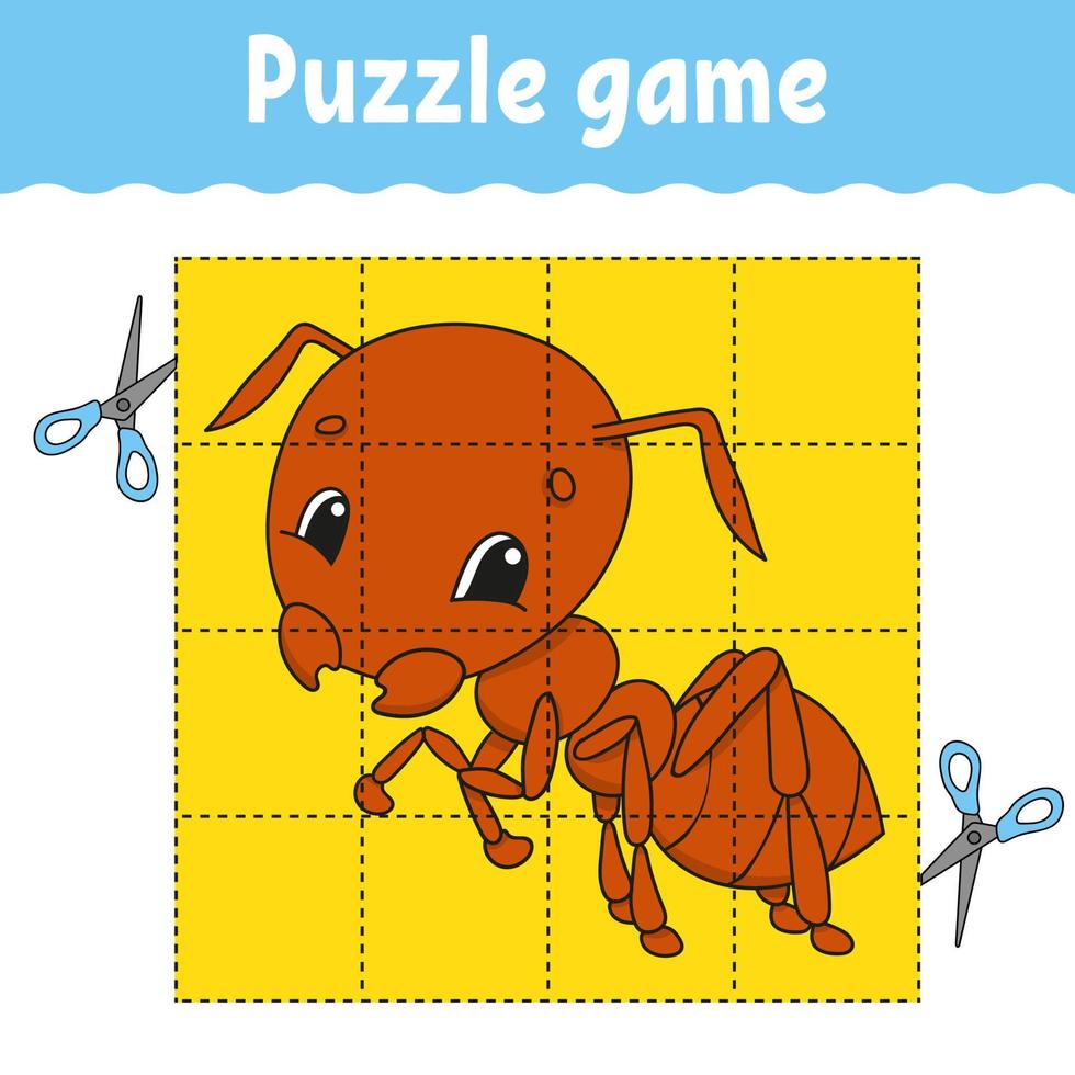 gioco di puzzle per l'educazione dei bambini. foglio di lavoro per lo sviluppo dell'istruzione. gioco per bambini. pagina delle attività. puzzle per bambini. indovinello per la scuola materna. semplice illustrazione vettoriale piatto isolato in stile cartone animato carino.