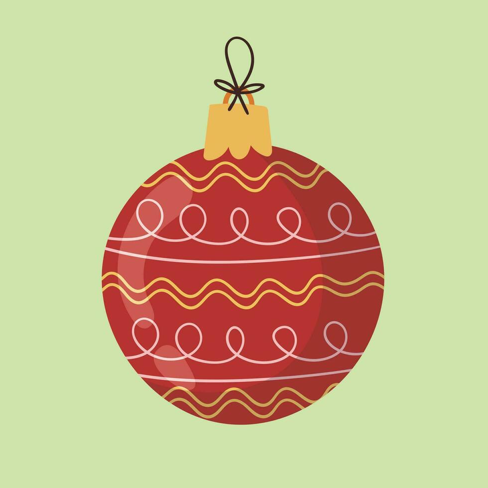 allegro Natale saluto carte, rosso e verde a strisce Natale ornamento., Natale palle, natale giocattolo palla il giro albero decorazione icona vettore