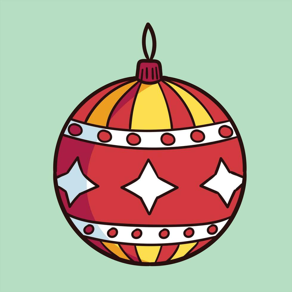 un' Natale palla, rossa e verde a strisce Natale ornamento vettore