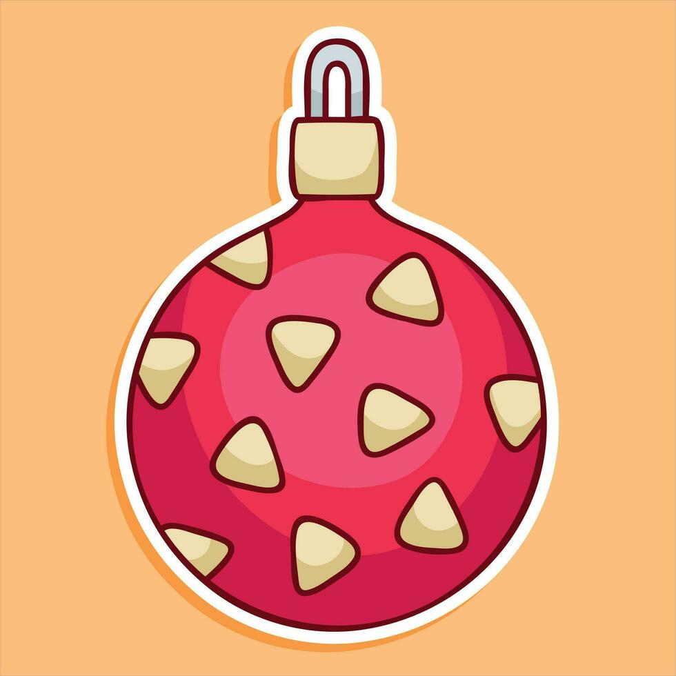 Natale palla - ornamento icona, rossa e verde a strisce Natale ornamento, a Natale palla, natale fronzolo palla ornamento simbolo vettore