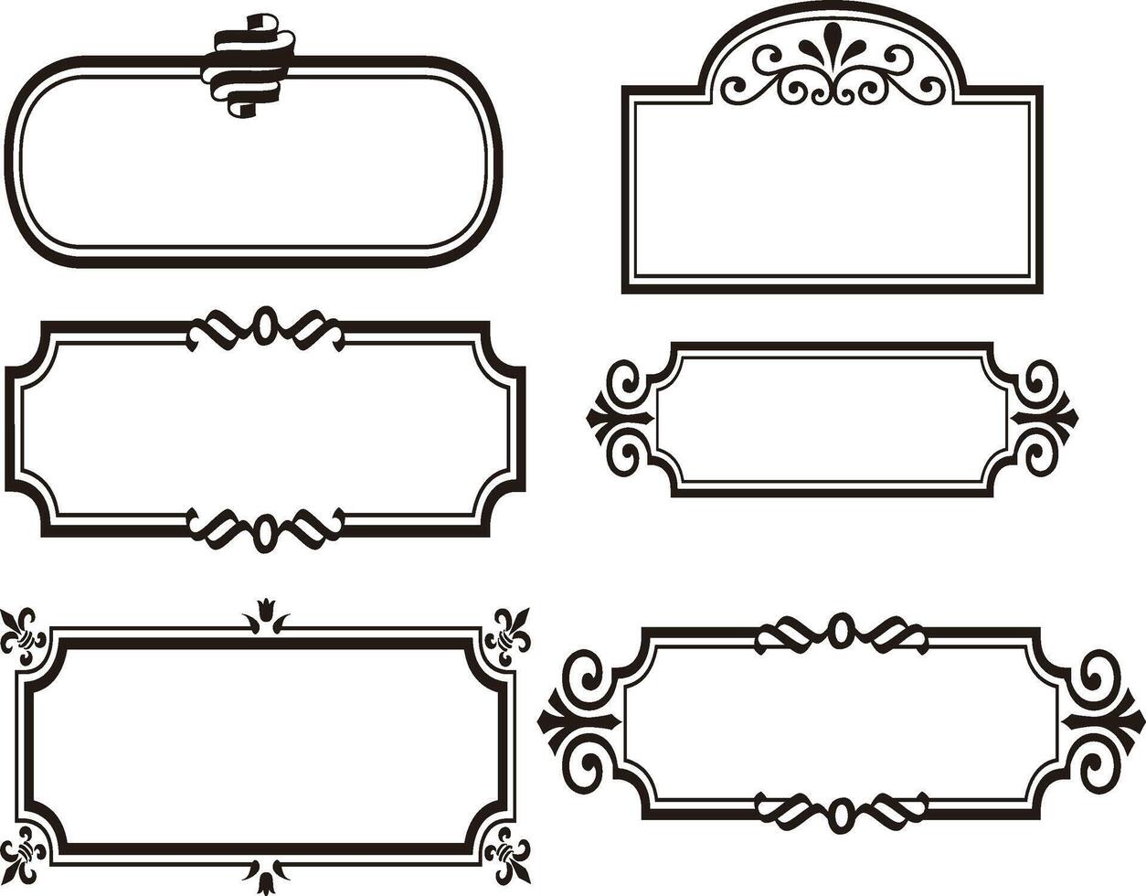 impostato ornamentale montatura divisore su nero colore,ornamentale montatura impostare, impostare ornamentale montatura divisore vettore