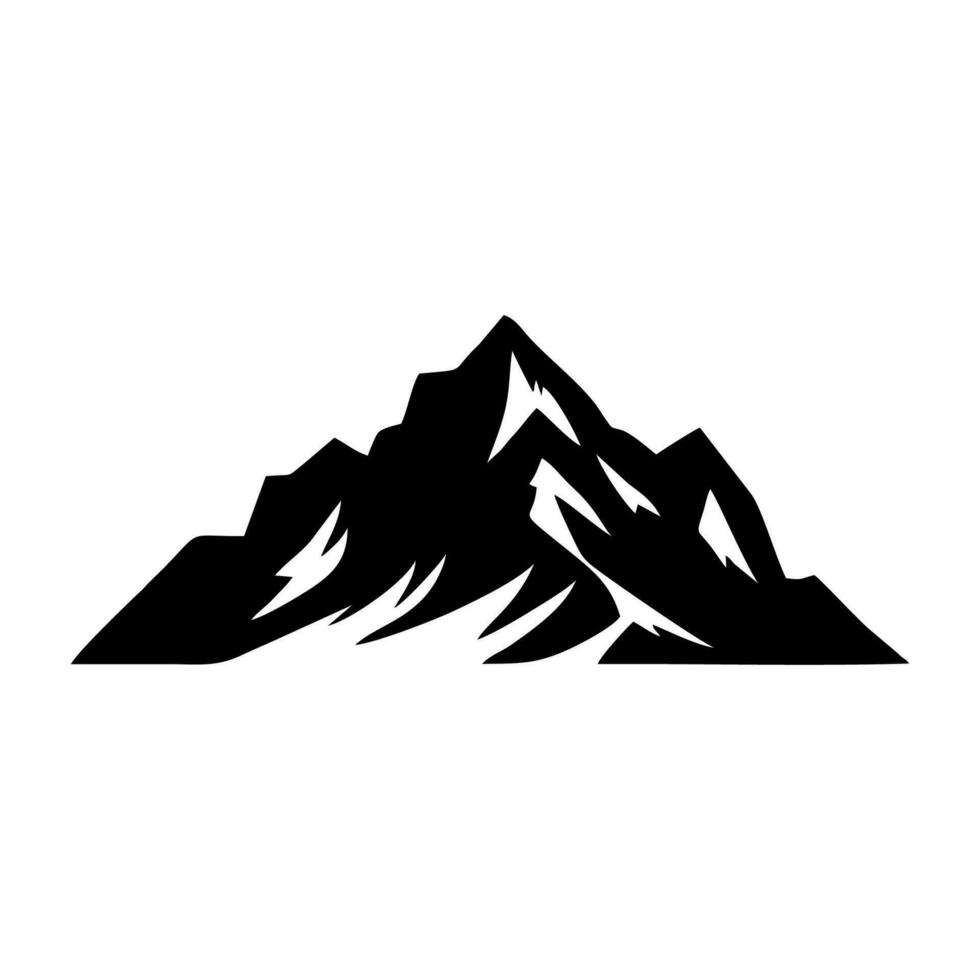 montagna silhouette. roccioso montagne icona viaggio emblema. campeggio all'aperto avventura emblema, distintivo, e logo toppa. montagna tournée, escursionismo. vettore isolato su bianca