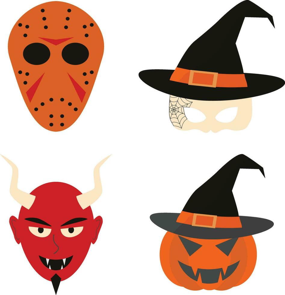 Halloween maschera con cartone animato design. vettore illustrazione impostare.