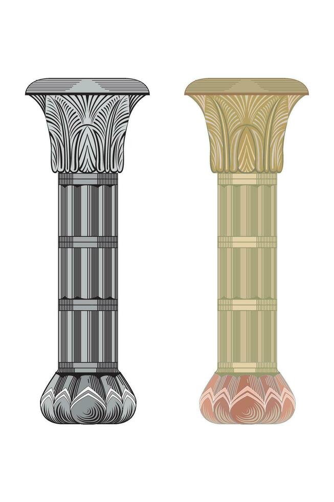 realistico antico ionico colonna isolato su bianca sfondo vettore