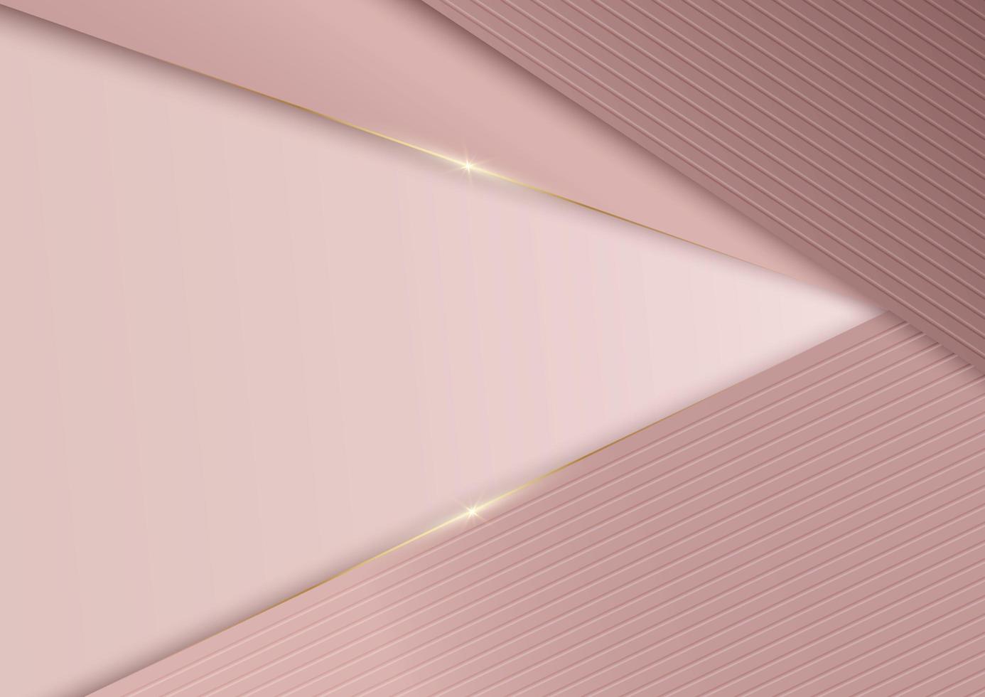 modello astratto sfondo diagonale di triangoli in oro rosa con linea dorata. vettore