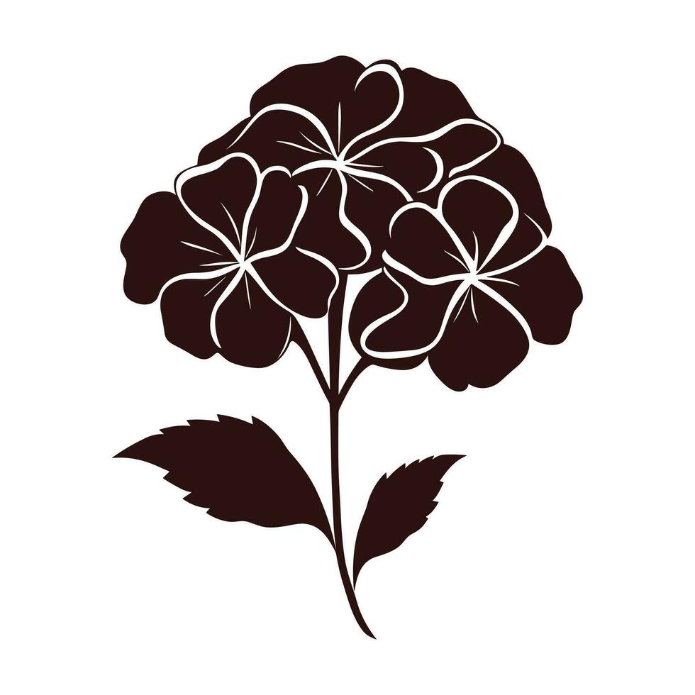 un' ortensia fiore vettore silhouette isolato su un' bianca sfondo