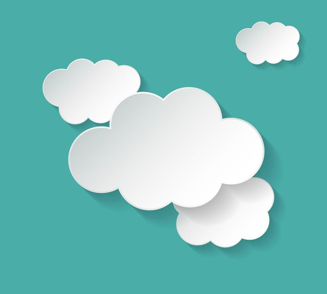 carta nuvole su blu sfondo. galleggiante nuvole. vettore illustrazione