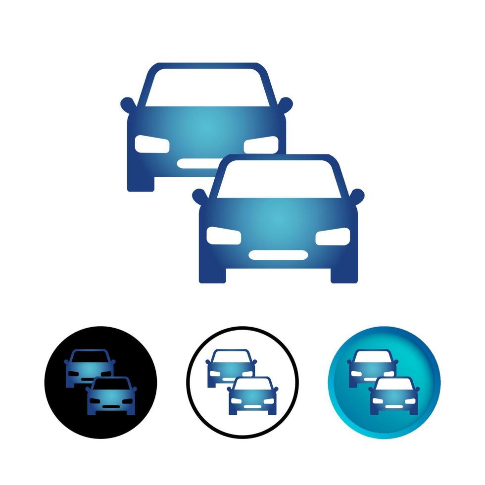 set di icone astratte di due auto in linea vettore