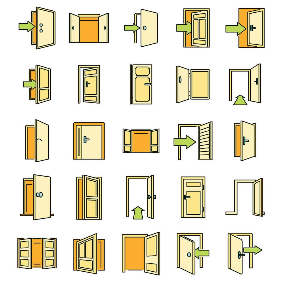 Ingresso Uscita icone impostato vettore colore