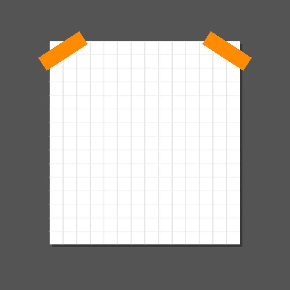 note adesive su carta a righe bianche con nastro adesivo su sfondo nero. per la decorazione di diari o promemoria. illustrazione vettoriale. frame post sui social media per la notifica vettore