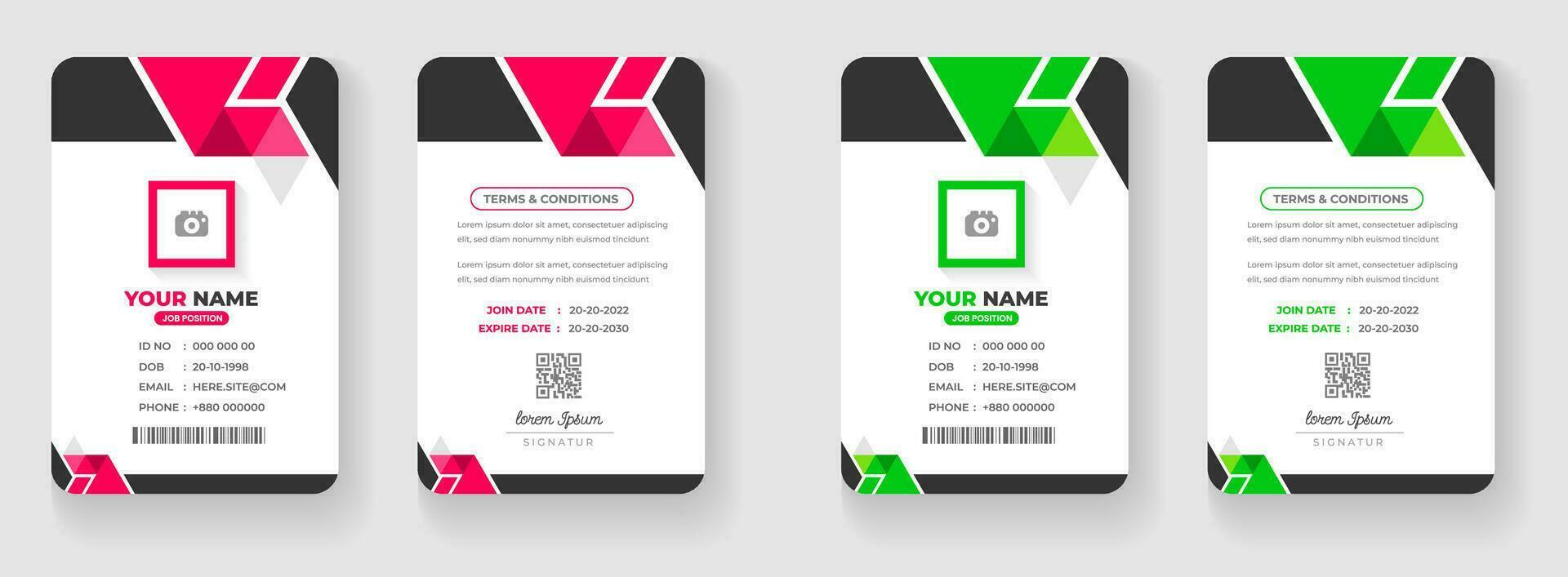 aziendale attività commerciale ufficio id carta design impostato con rosso e verde colore. vettore