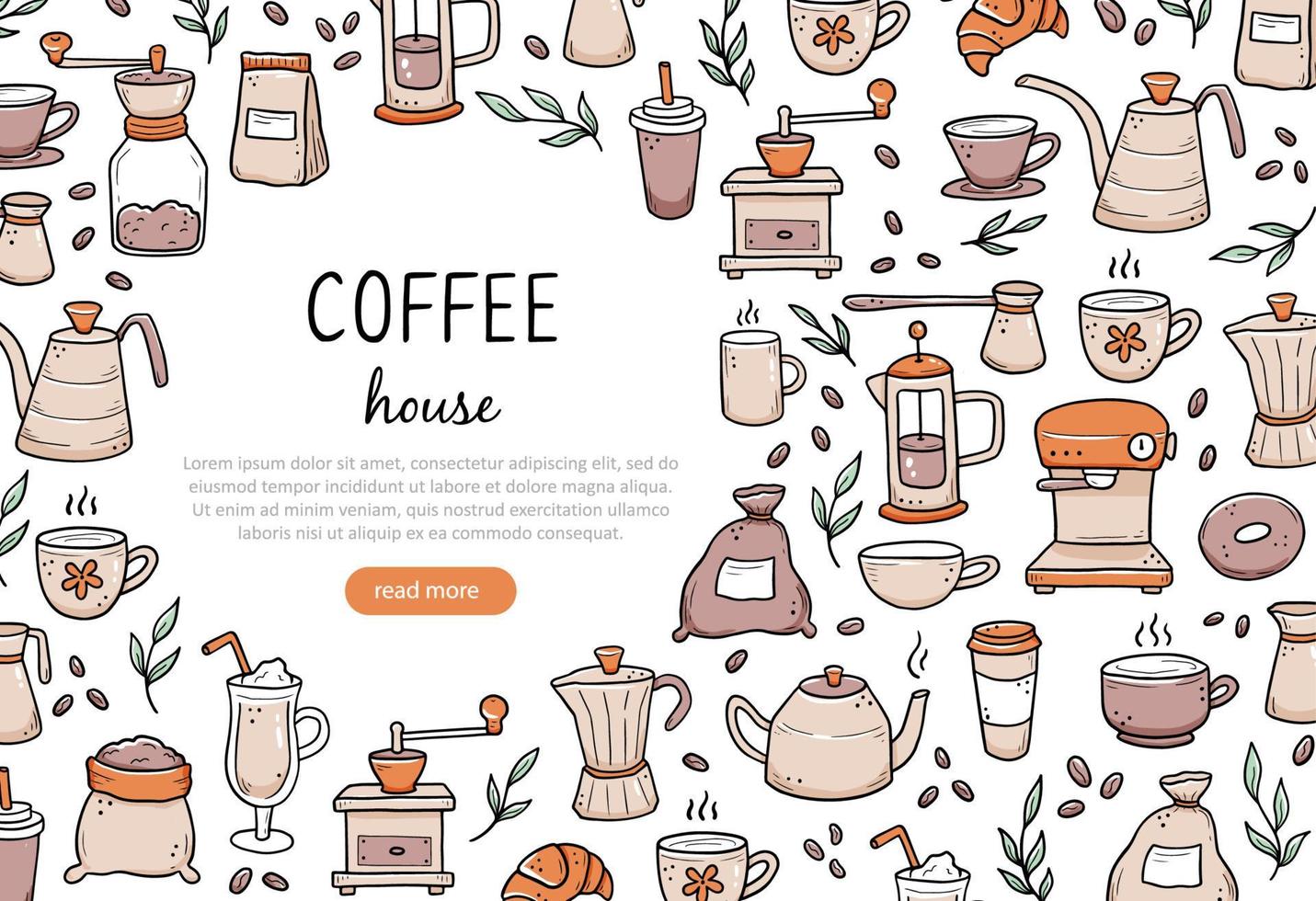 illustrazione del banner del caffè sul sito web vettore