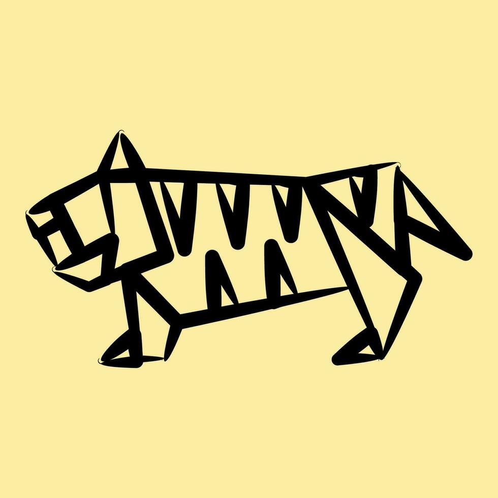 icona tigre origami. Cinese zodiaco elementi. icone nel mano disegnato stile. bene per stampe, manifesti, logo, annuncio, decorazione, infografica, eccetera. vettore