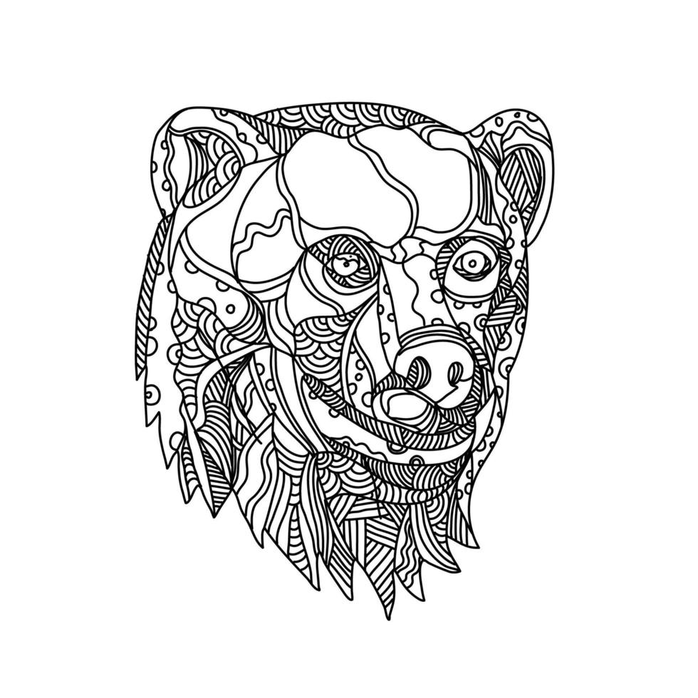 testa d'orso doodle art vettore