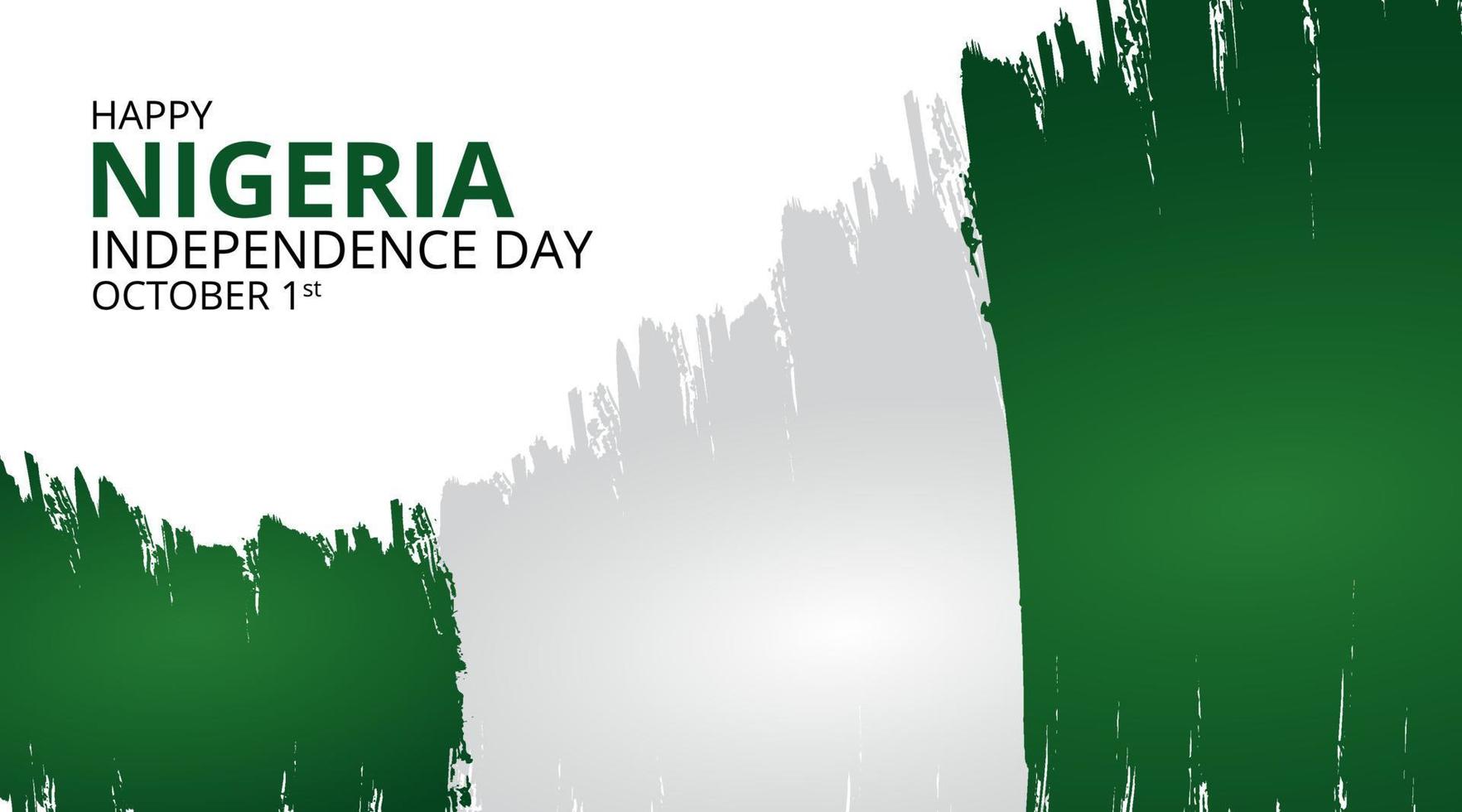 felice giorno dell'indipendenza della nigeria sfondo con sventolando bandiera grunge vettore