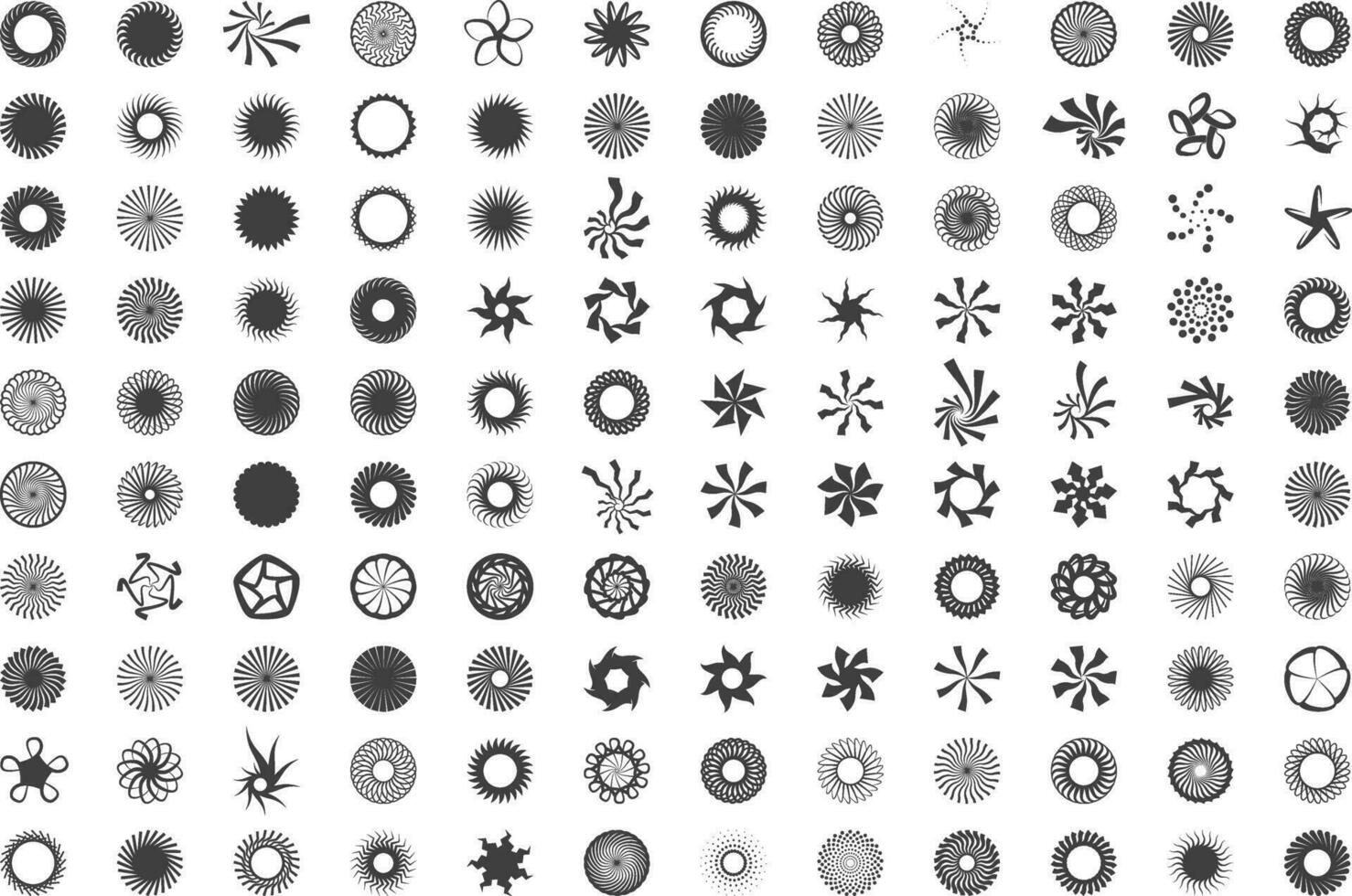 spirale e turbine movimento torsione cerchi design elemento impostare. vettore