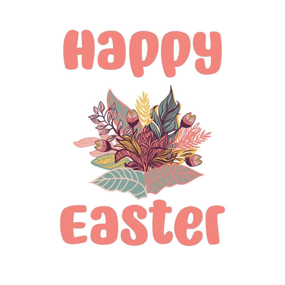 contento Pasqua testo con un' mazzo di fiori vettore