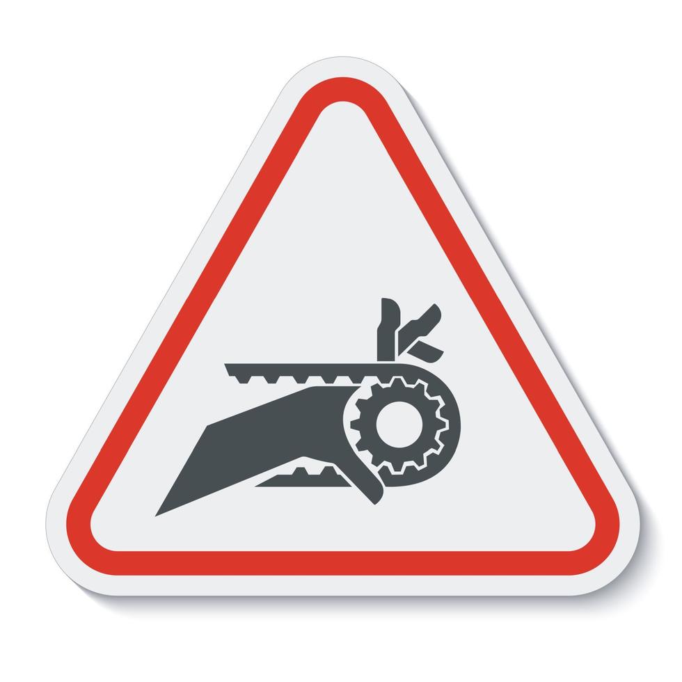 mano aggrovigliamento dentellato trasmissione a cinghia segno simbolo isolato su sfondo bianco, illustrazione vettoriale