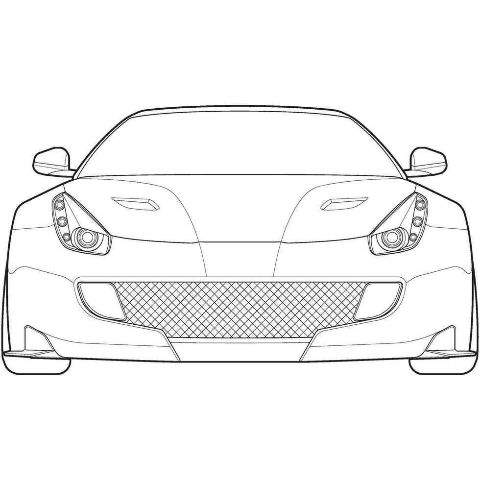 auto schema planimetria vettore. davanti Visualizza auto con linea arte stile. isolato auto vettore arte. mano disegnato auto vettore.