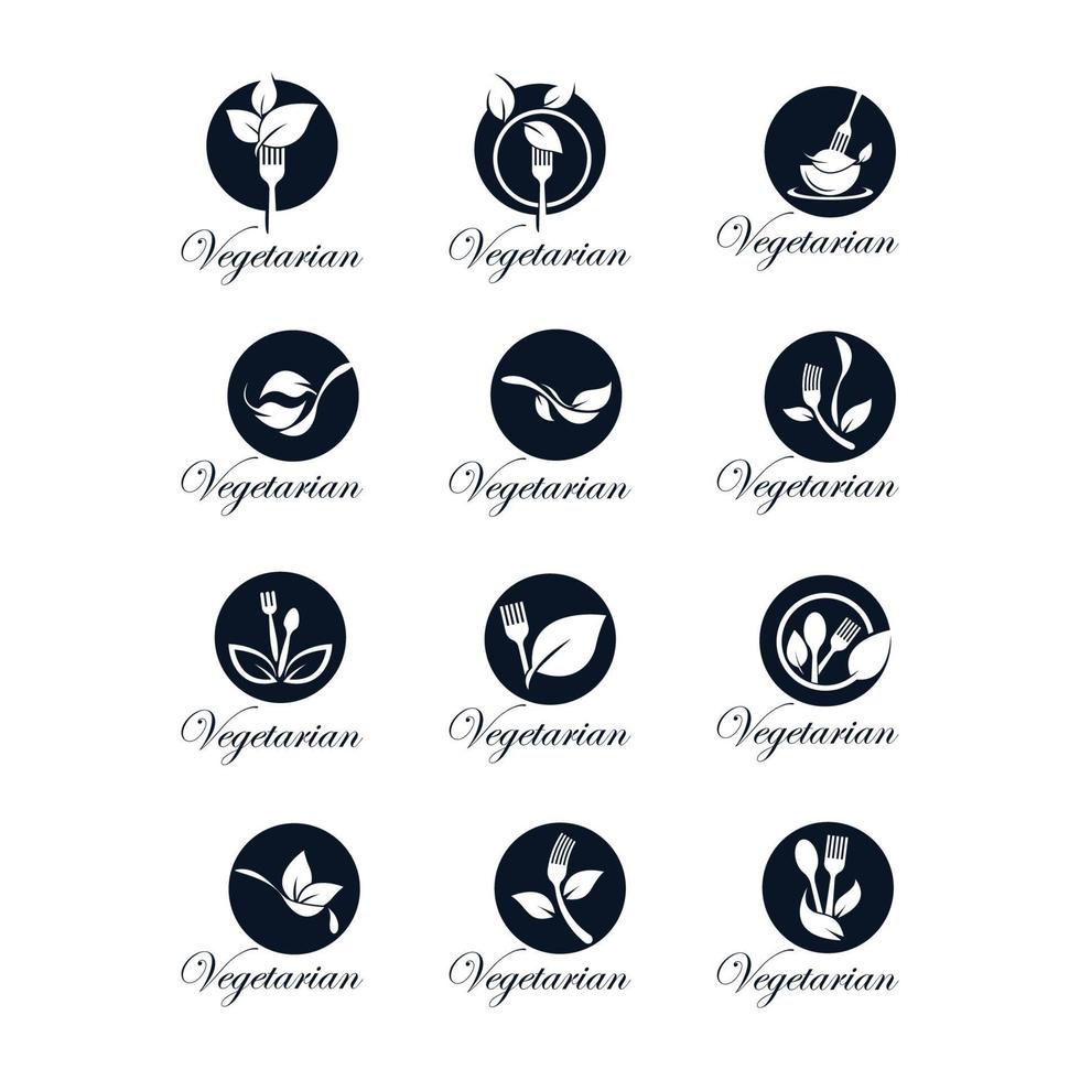 immagini del logo di cibo vegetariano vettore