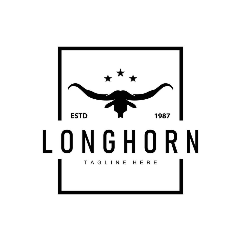 Longhorn logo vecchio Vintage ▾ design ovest nazione Texas Toro corno vettore